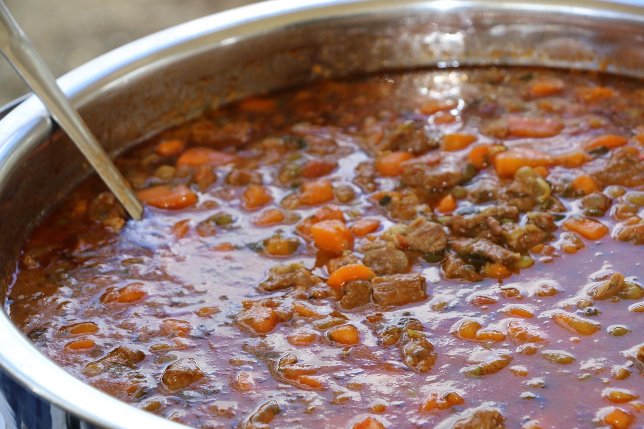 Guiso de carne con verduras, plato de cuchara